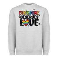 Heather Grey everyone deserves love Heavyweight Sweatshirt - MaliasSmallBusiness