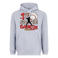 Heather Grey back to school 1st baseball game on Heavyweight Hoodie - NancyCooperArtShop