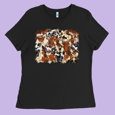 Cowhide Background Ladies Tee Designed By Zillion Design Studio