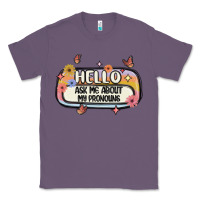 Lavender ask me about my pronouns Classic Tee - MaliasSmallBusiness