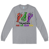 Heather Grey i'm just here for the crawfish Long Sleeve Tee - MaliasSmallBusiness