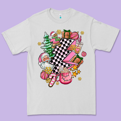 Pink Christmas Lightning Bolt Premium Tee Designed By Adodesignshop