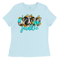 Baby Blue cow junkie Ladies Tee - Zillion Design Studio