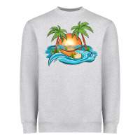 Heather Grey sunset beach scene Heavyweight Sweatshirt - MaliasSmallBusiness