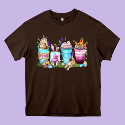 Rabbit Coffee Cups Heavy Core Tee Designed By Zillion Design Studio