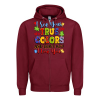 Burgundy colorful love message Zipper Hoodie - LillyAllenDesigns