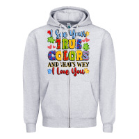 Heather Grey colorful love message Zipper Hoodie - LillyAllenDesigns