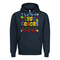 Navy colorful love message Zipper Hoodie - LillyAllenDesigns
