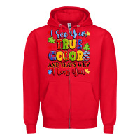 Red colorful love message Zipper Hoodie - LillyAllenDesigns