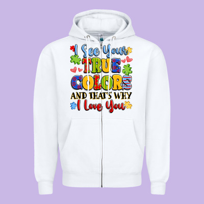 Colorful Love Message Zipper Hoodie Designed By Lillyallendesigns
