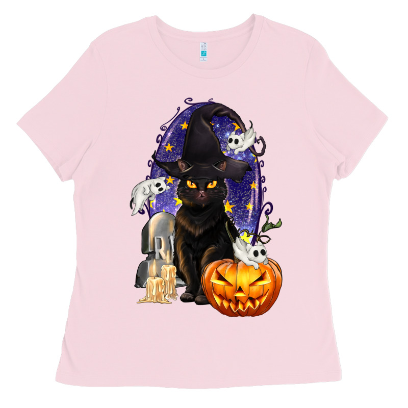 Halloween Cat And Pumpkin Ladies Tee by texasbilliewilder | Teevron