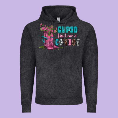 Velantines Day Cupid Find Me A Cowboy Vintage Hoodie Designed By Adodesignshop