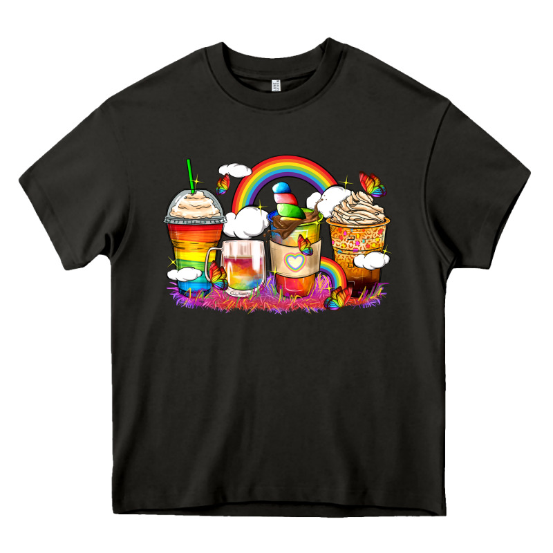 Rainbow Coffee Cups Heavy Core Tee by Zillion Design Studio | Teevron