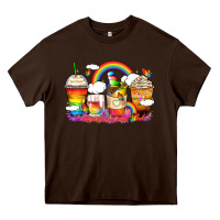Chocolate Brown rainbow coffee cups Heavy Core Tee - Zillion Design Studio