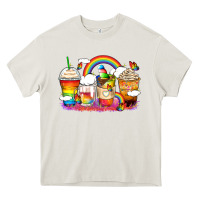 Cream rainbow coffee cups Heavy Core Tee - Zillion Design Studio