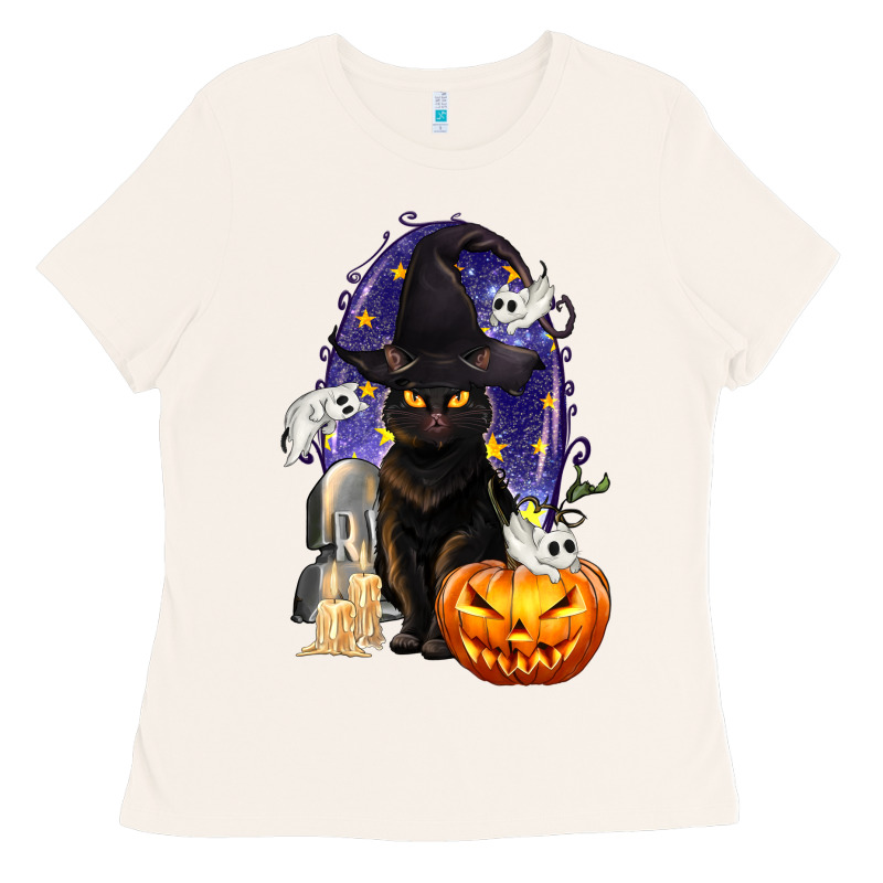 Halloween Cat And Pumpkin Ladies Tee by texasbilliewilder | Teevron