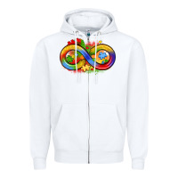 White infinity symbol autism Zipper Hoodie - LillyAllenDesigns