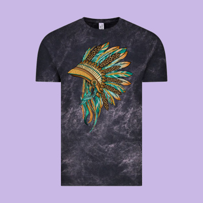 Indian Leopard Headdress Blue Vintage Tee Designed By Barkaloodesign