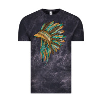 Cloud Black indian leopard headdress blue Vintage Tee - BarkalooDesign