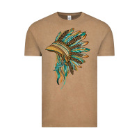 Vintage Coffee indian leopard headdress blue Vintage Tee - BarkalooDesign