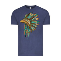 Vintage Denim indian leopard headdress blue Vintage Tee - BarkalooDesign