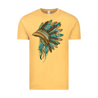 Vintage Mustard indian leopard headdress blue Vintage Tee - BarkalooDesign