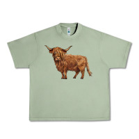Oil Green highland cow Urban Heavy Tee - BarkalooDesign