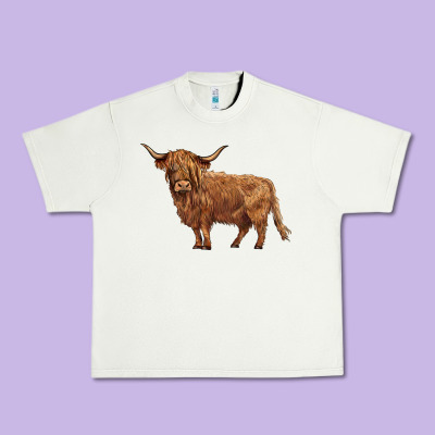 Highland Cow Urban Heavy Tee Designed By Barkaloodesign