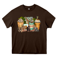 Chocolate Brown safari animals coffee cups Heavy Core Tee - Zillion Design Studio
