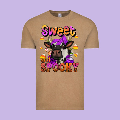 Sweet And Spooky Halloween Cow Vintage Tee Designed By Jasminsmagicworld