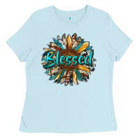Baby Blue blessed sunflower Ladies Tee - RanaPortraitStore