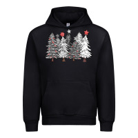 Black black and white christmas trees with lights Urban Hoodie - FaDigitalArtStudio
