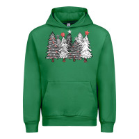 Emerald black and white christmas trees with lights Urban Hoodie - FaDigitalArtStudio