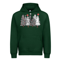 Forest Green black and white christmas trees with lights Urban Hoodie - FaDigitalArtStudio