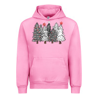 Fuchsia Pink black and white christmas trees with lights Urban Hoodie - FaDigitalArtStudio