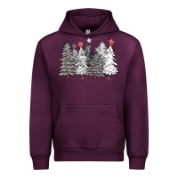 Black And White Christmas Trees With Lights Urban Hoodie | Teevron