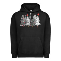 Pigment Black black and white christmas trees with lights Urban Hoodie - FaDigitalArtStudio
