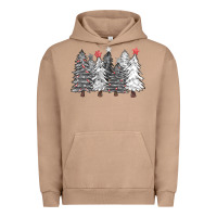Pigment Burro black and white christmas trees with lights Urban Hoodie - FaDigitalArtStudio