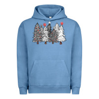 Pigment Pebble Blue black and white christmas trees with lights Urban Hoodie - FaDigitalArtStudio