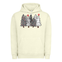 Pigment Pistachio black and white christmas trees with lights Urban Hoodie - FaDigitalArtStudio