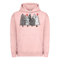 Pigment Salmon black and white christmas trees with lights Urban Hoodie - FaDigitalArtStudio