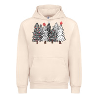 Sandshell black and white christmas trees with lights Urban Hoodie - FaDigitalArtStudio