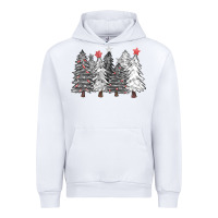 White black and white christmas trees with lights Urban Hoodie - FaDigitalArtStudio