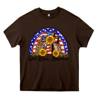 Chocolate Brown god bless america  rainbow Heavy Core Tee - BarkalooDesign