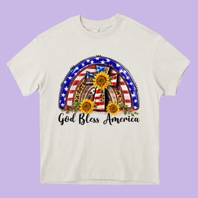God Bless America  Rainbow Heavy Core Tee Designed By Barkaloodesign