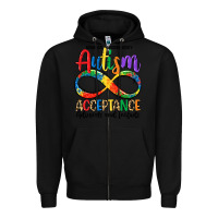 Black autism acceptance Zipper Hoodie - LillyAllenDesigns