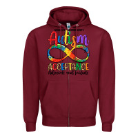 Burgundy autism acceptance Zipper Hoodie - LillyAllenDesigns