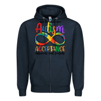 Navy autism acceptance Zipper Hoodie - LillyAllenDesigns