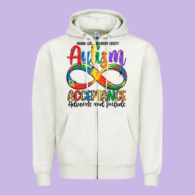 Autism Acceptance Zipper Hoodie Designed By Lillyallendesigns