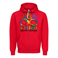 Red autism acceptance Zipper Hoodie - LillyAllenDesigns